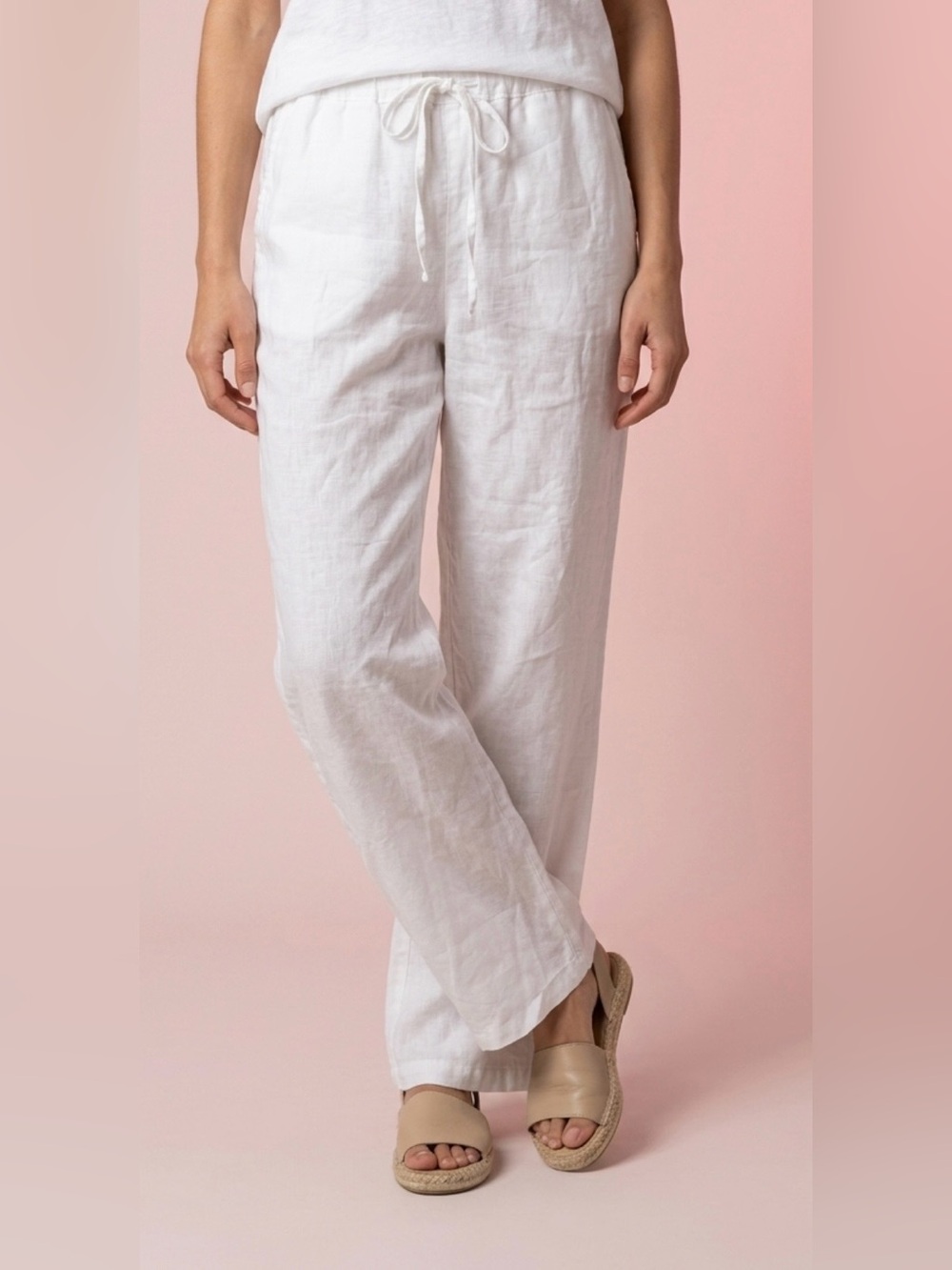 Massimo White Linen Drawstring Pants - Picture 4 of 7